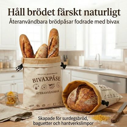 Premium brödpåsar i 100 % bomull och bivax